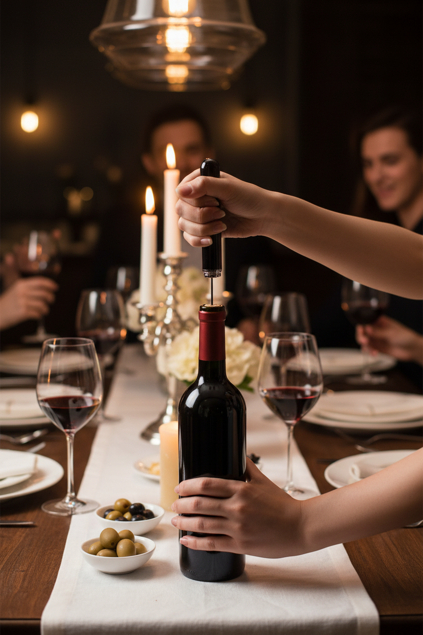 Person Using Wine Opener